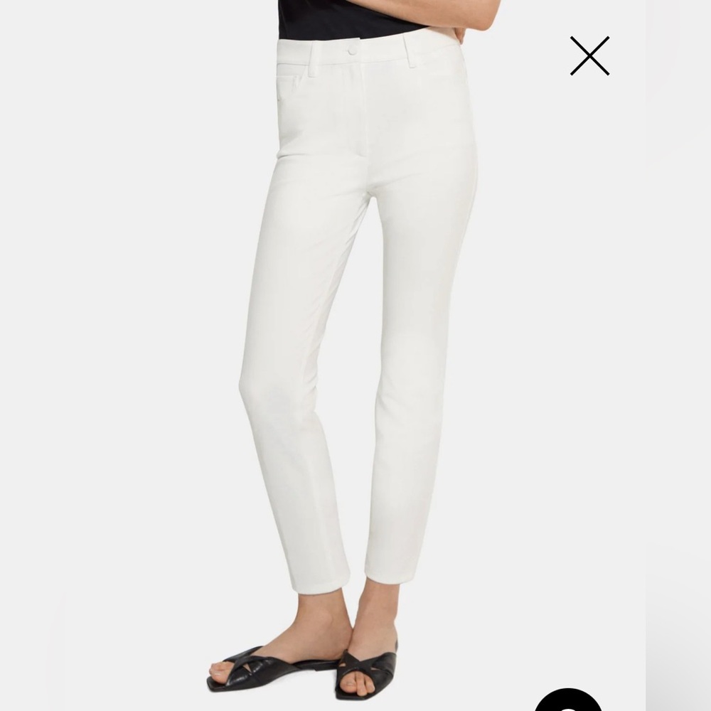 Theory Slim cropped white pants.